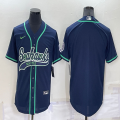 Nike Seattle Seahawks blank blue baseball jerseys Joint name-BD