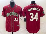 2023 World Cup Mexico #34 Fernando Valenzuela red blank majestic baseball jerseys 23