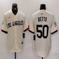 Nike Los Angeles Dodgers #50 Mookie Betts beige fashion majestic baseball Jerseys-BD 05