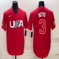 2023 World Cup #3 Mookie Betts red USA majestic baseball jerseys 08