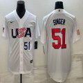 2023 World Cup #51 Singer white majestic baseball jerseys 01