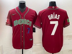 2023 World Cup Mexico #7 Julio Urias red blank majestic baseball jerseys