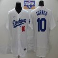 Nike Los Angeles Dodgers #10 Justin Turner white Flexbase Authentic Collection Jersey 2020 Dodger World Series Champions