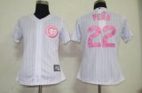 Chicago Cubs 22 Pena White MLB Women Jerseys