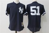 New York Yankees #51 dark blue throwback baseball Jerseys