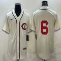 Nike Cincinnati Reds #6 beige throwback mlb jerseys-BD