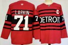 Detroit Red Wings #71 Dylan Larkin red black hockey jersey C patch-PD