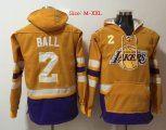 Lonzo Ball #2 Los Angeles Lakers yellow basketball Hooded Sweatshirt