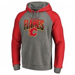 Men\'s Calgary Flames Fanatics Branded Heathered Gray Hometown Collection Tri-Blend Raglan Hoodie