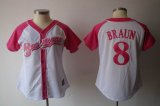 Milwaukee Brewers 8 Ryan Braun white fashion women MLB jersey