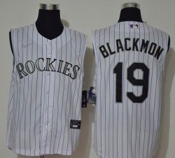 Nike Colorado Rockies #19 Blackmon white majestic baseball jersey with not sleeves