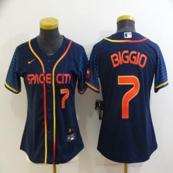 Women Nike Houston Astros #7 Biggio dark blue majestic baseball jerseys city version