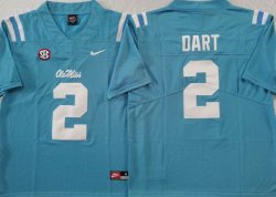 Ole Miss Rebels #2 Jaxson Dart skyblue college jerseys