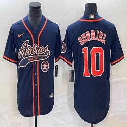 Nike Houston Astros #10 Yuli Gurriel blue majestic baseball jerseys big logo Joint name -BD