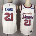 Nike Philadelphia 76ers 21# Joel Embiid white nba basketball Jersey-YL