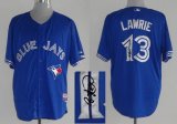 Toronto Blue Jays 13 Brett Lawrie Blue mlb signature jerseys