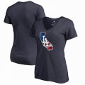 Women's Los Angeles Dodgers Fanatics Branded Navy 2018 Memorial Day Banner State Plus Size V-Neck T-Shirt