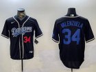 Los Angeles Dodgers 34 Fernando Valenzuela black nike majestic baseball jerseys 01