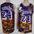 Los Angeless Lakers #24 Kobe Bryant purple yellow throwback basketball jerseys-CY