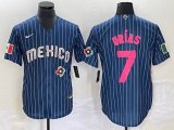 2023 World Cup Mexico #7 Julio Urias blue majestic baseball jerseys 13