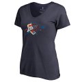 Women's Oklahoma City Thunder Fanatics Branded Navy X-Ray Slim Fit V-Neck T-Shirt