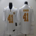 Custom Nike Saints #41 Alvin Kamara white Color Rush Limited Jerseys Flocking Leopard-BD