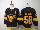 Adidas Pittsburgh Penguins #58 Kris Letang black NHL Jerseys-FH