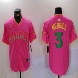 Nike San Diego Padres #3 Jackson Merrill pink MLB Baseball jerseys Joint Name