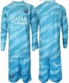 Customized Paris Saint-Germain skyblue kids long sleeves goalkeeper soccer jersey