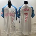 2023 World Cup Mexico #7 Julio Urias white skyblue majestic baseball jerseys 01