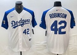 Nike Los Angeles Dodgers#42 Jackie Robinson white blue basketball baseball Jerseys 03