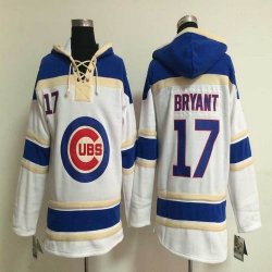 Chicago Cubs #17 Kris Bryant white MLB baseball Hooded Sweatshirt-Signature