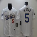 Custom Los Angeles Dodgers #5 Corey Seager White Majestic baseball Jersey 2020 World Series-BD