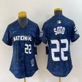 Women National League #22 Juan Soto blue Nike Royal 2023 MLB All-Star Game Vapor Premier Elite Player Jersey