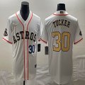 Nike Houston Astros #30 Kyle Tucker white gold baseball jerseys -BD 03