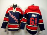 New York Rangers #61 Rick Nash dark Blue red NHL Hooded Sweatshirt