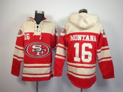 San Francisco 49ers #16 Joe Montana red beige nfl Hooded Sweatshirt