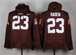 Nike #23 Cleveland Browns Joe Haden Brown nfl Hooded Sweatshirt