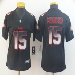 Women Nike Kansas City Chiefs #15 Patrick Mahomes black Color Rush Limited Jerseys Fireworks version