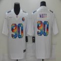 Nike Pittsburgh Steelers #90 T. J. Watt White Color Rush Limited Jersey Rainbow version-BD