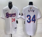 Nike Texas Rangers #34 Nolan Ryan white majestic baseball jerseys whith champions patch 02