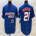 Puerto Rico Baseball #21 Roberto Clemente blue 2023 World Baseball Classic Replica Player Jersey