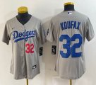 Youth Los Angeles Dodgers #32 Sandy Koufax gray majestic baseball jersey 03