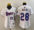 Women Nike Texas Rangers #28 Jonah Heim white majestic baseball jerseys Champion patch-BD 01