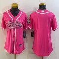 Women Nike Pittsburgh Steelers blank pink baseball jerseys Joint name-BD