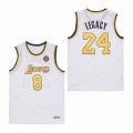 Los Angeless Lakers 8 and 24 Legacy white Throwback basketball Jersey -SG