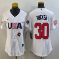 Women 2023 World Cup #30 Kyle Tucker white USA majestic baseball jerseys 09