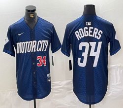 Nike Detroit Tigers #34 Jake Rogers blue Majestic baseball jerseys city version 01