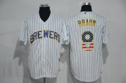 2016 Milwaukee Brewers Ryan Braun 8# white USA flag baseball Jersey