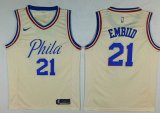 Nike Philadelphia 76ers #21 Joel Embiid Cream NBA Jersey - Milwaukee Bucks City Edition